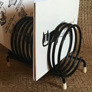 Vintage Black Metal Coiled / Spiral Mail Organizer / Holder 1970's